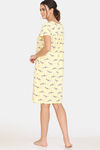 Zivame My Besties Knit Cotton Knee Length Nightdress - Pastel Yellow — thumbnail 3